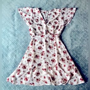 Francesca’s Rose Floral Wrap Mini Dress